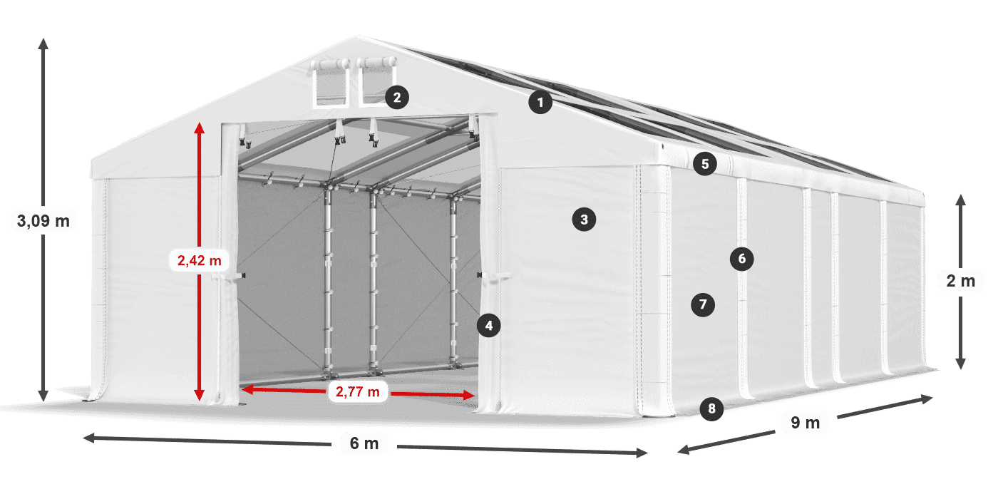 Krov: MS T 580 PVC Zidovi: SD 500 PVC Legenda od 2 m