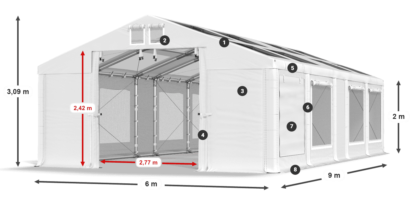 Krov: MS T 580 PVC Zidovi: SDM 500 PVC 2m legenda