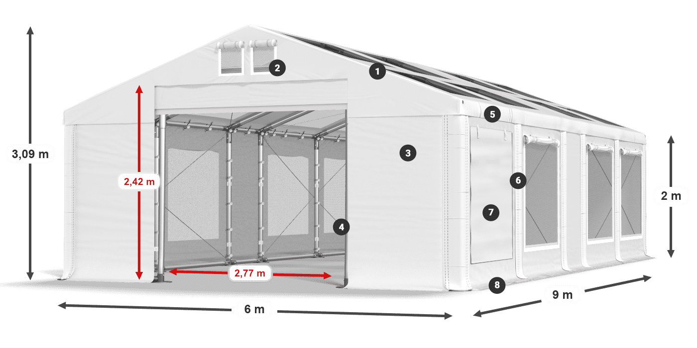 Krov: MS T 580 PVC Zidovi: SDM 500 PVC 2m legenda