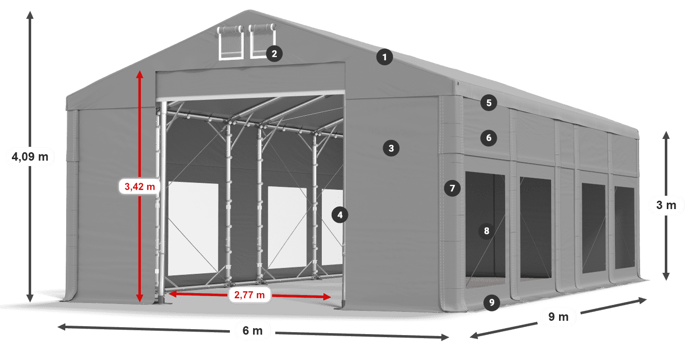 Krov: MS 580 PVC Zidovi: MS 580 PVC Legenda od 3 m