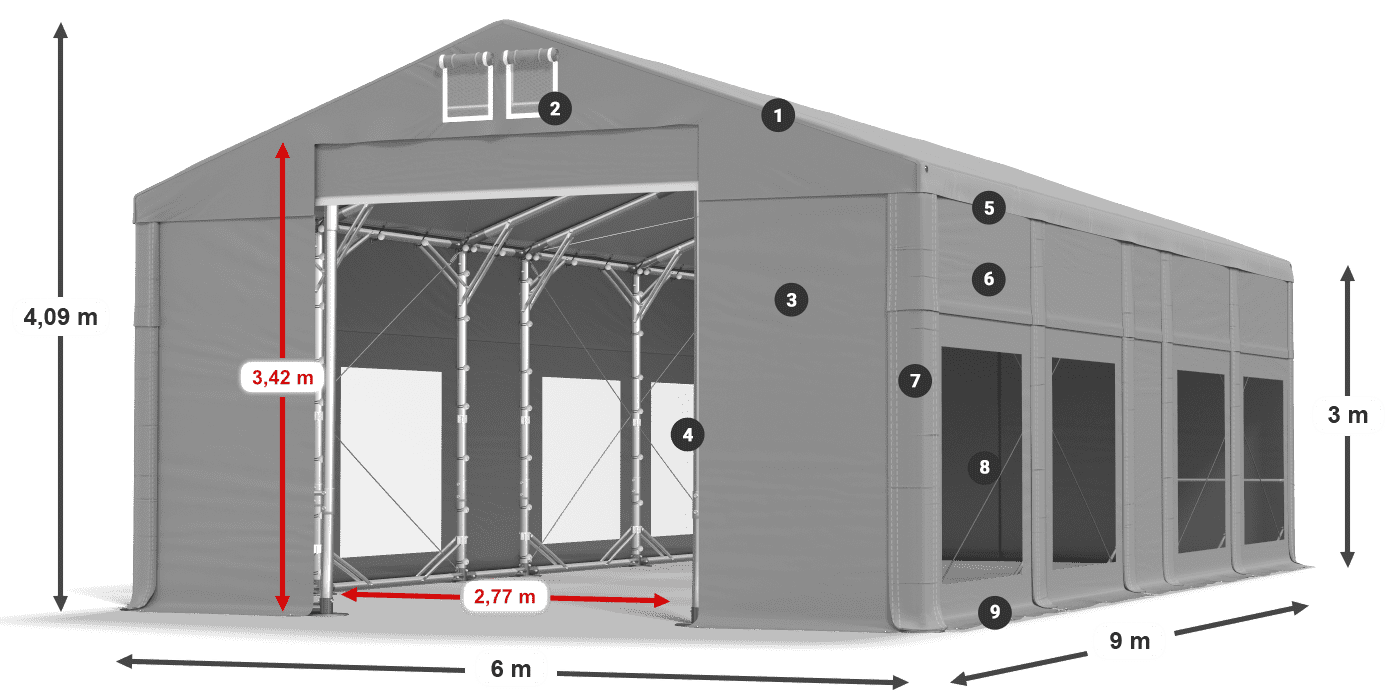Krov: MS 580 PVC Zidovi: MS 580 PVC Legenda od 3 m