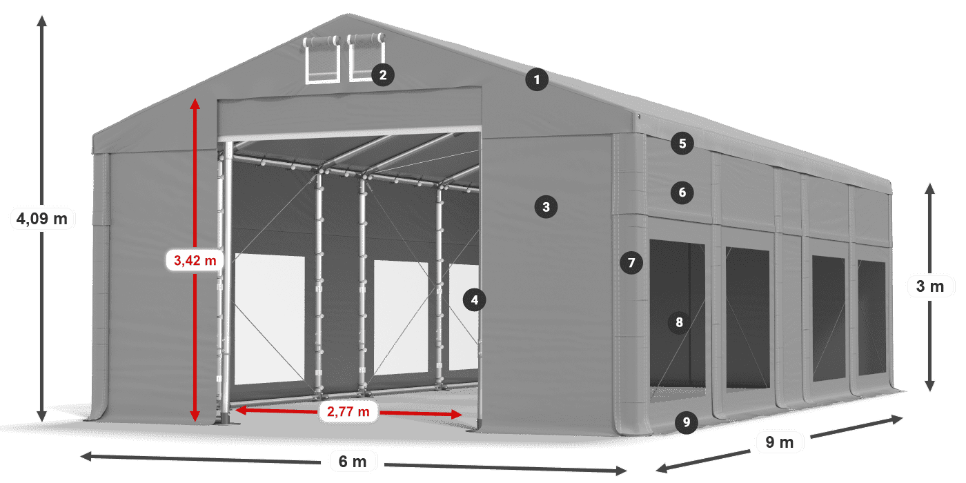 Krov: MS 580 PVC Zidovi: MS 580 PVC Legenda od 3 m