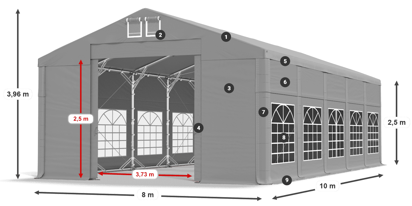 Krov: FR 620 PVC Zidovi: SD 500 PVC Legenda od 2,5 m