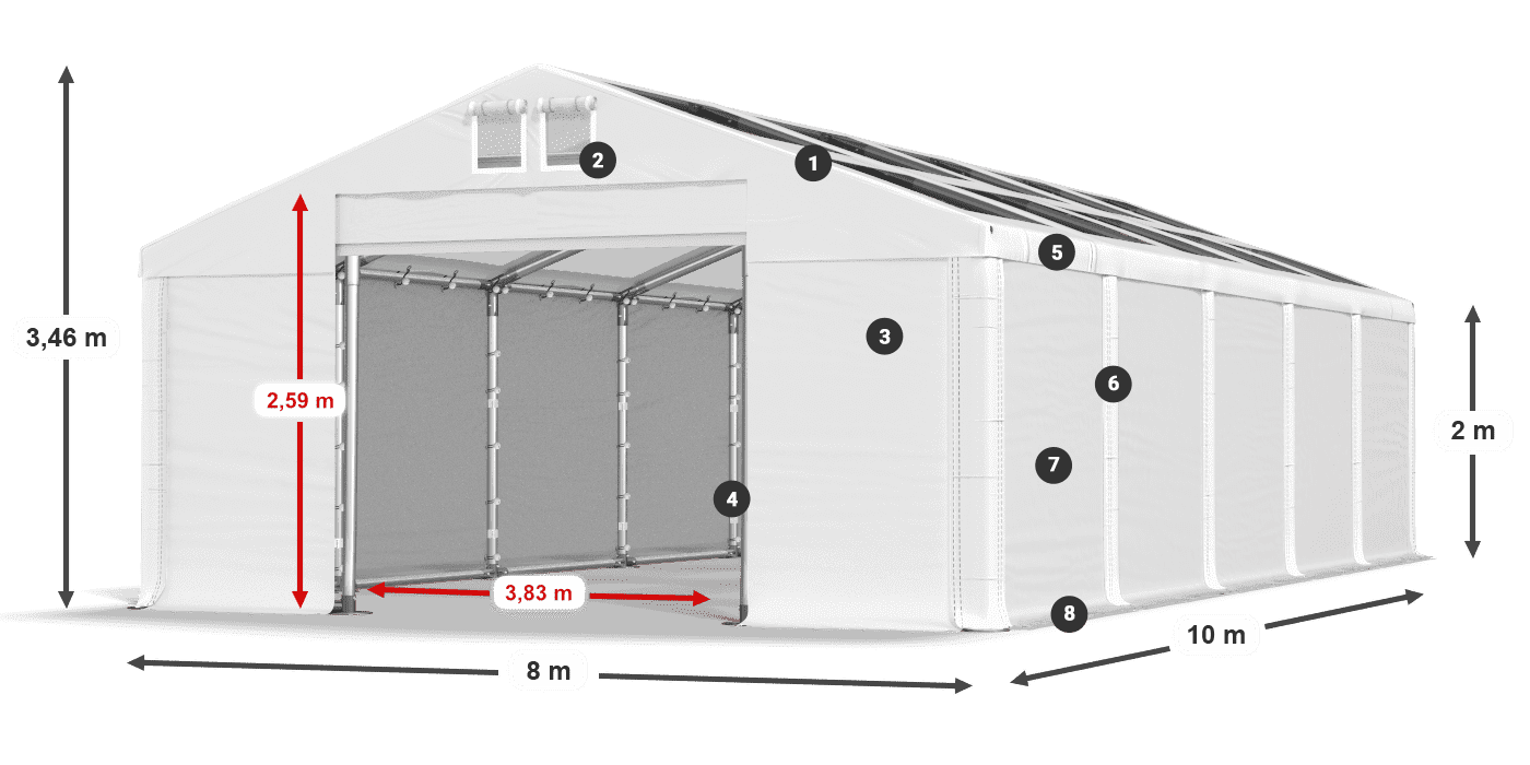 Krov: MS T 580 PVC Zidovi: SD 500 PVC Legenda od 2 m