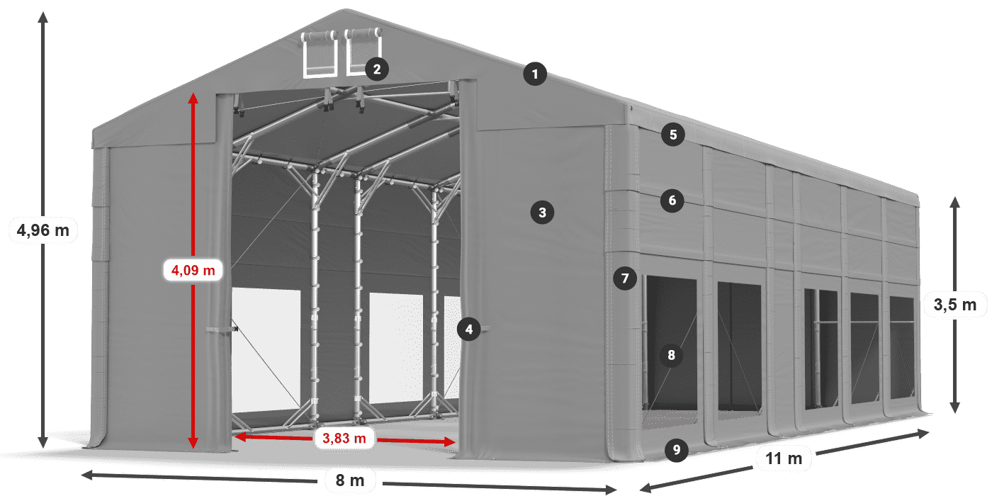 Krov: FR 620 PVC Zidovi: MS 580 PVC 3,5 m legenda