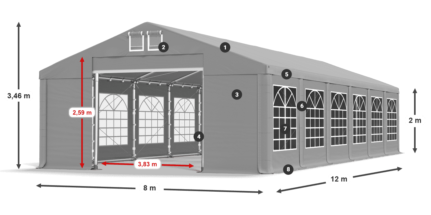 Krov: FR 620 PVC Zidovi: SD 500 PVC Legenda od 2 m