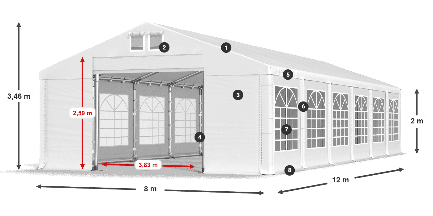 Krov: MS 580 PVC Zidovi: FR 620 PVC Legenda od 2 m