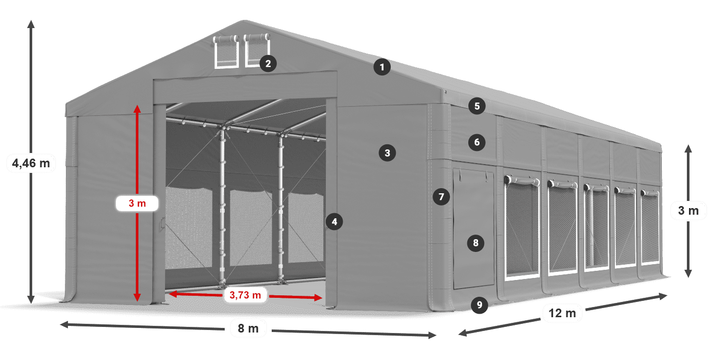 Krov: FR 620 PVC Zidovi: SD 500 PVC Legenda od 3 m