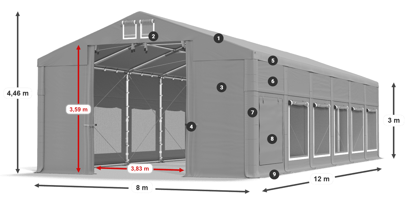 Krov: FR 620 PVC Zidovi: SD 500 PVC Legenda od 3 m