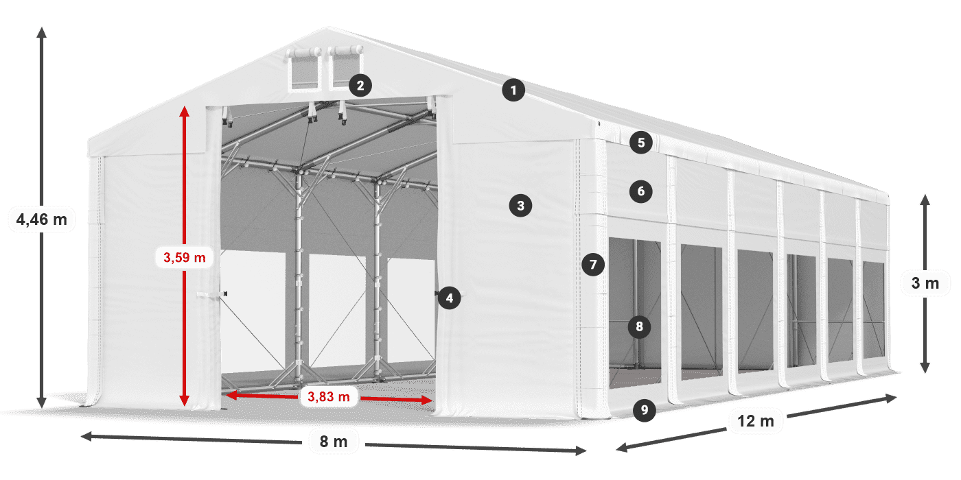 Krov: MS 580 PVC Zidovi: MS 580 PVC Legenda od 3 m
