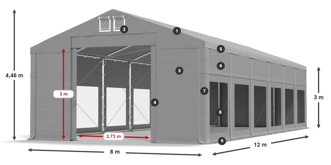 Krov: MS 580 PVC Zidovi: MS 580 PVC Legenda od 3 m