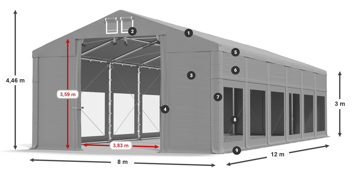 Krov: MS 580 PVC Zidovi: MS 580 PVC Legenda od 3 m