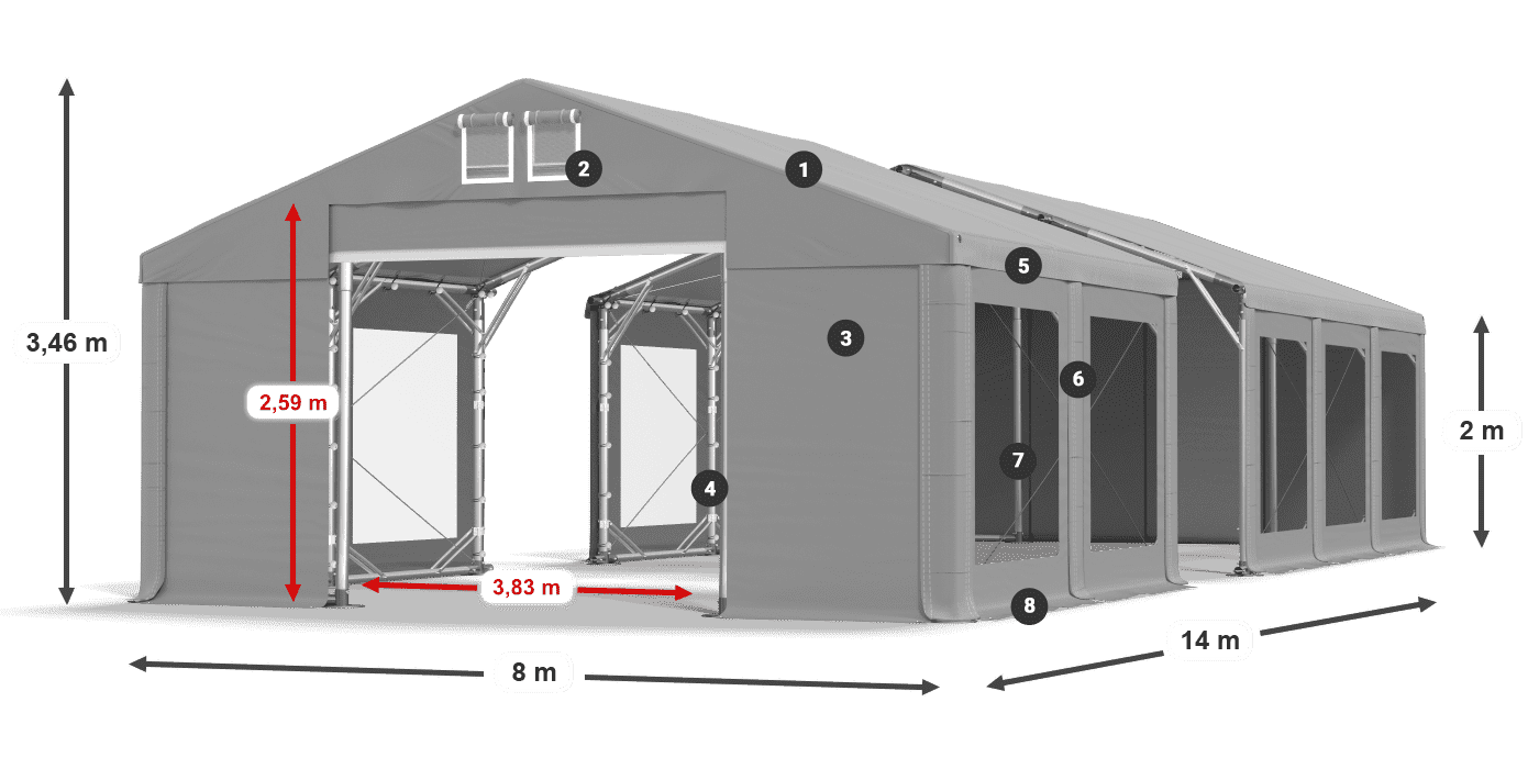 Krov: FR 620 PVC Zidovi: MS 580 PVC Legenda od 2 m