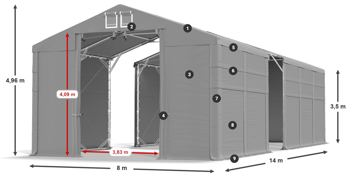 Krov: MS 580 PVC Zidovi: SD 500 PVC 3,5 m legenda