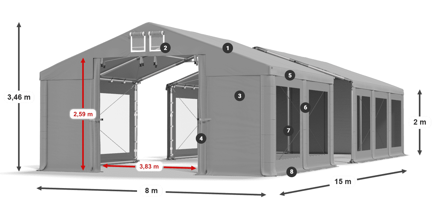 Krov: FR 620 PVC Zidovi: MS 580 PVC Legenda od 2 m