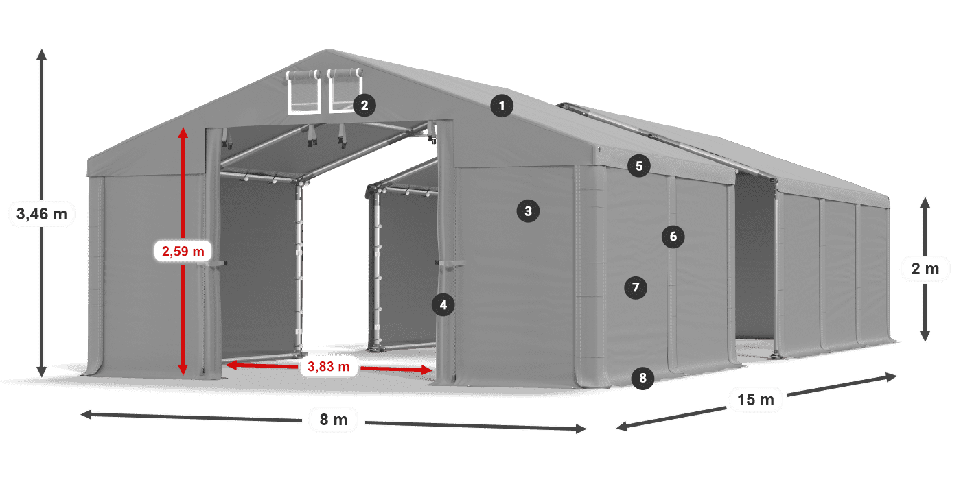Krov: FR 620 PVC Zidovi: SD 500 PVC Legenda od 2 m