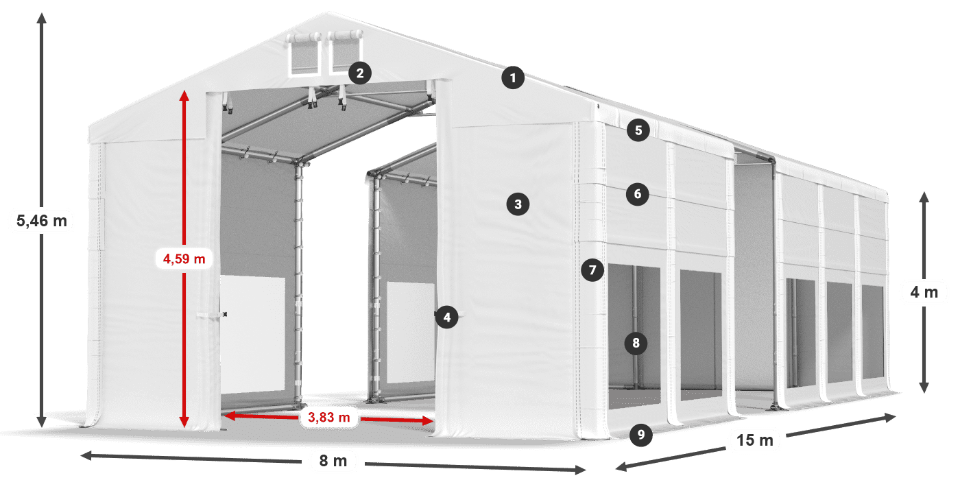 Krov: MS 580 PVC Zidovi: MS 580 PVC Legenda od 4 m