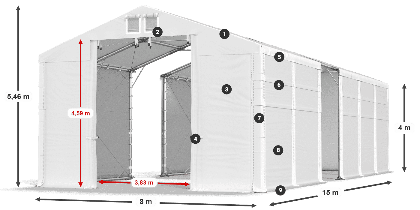 Krov: MS 580 PVC Zidovi: SD 500 PVC Legenda od 4 m