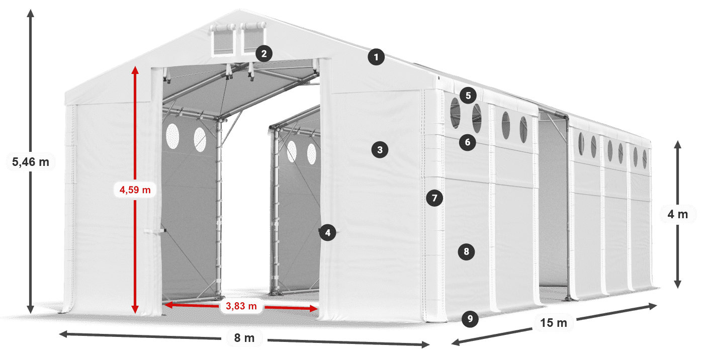 Krov: MS 580 PVC Zidovi: SD O 500 PVC Legenda od 4 m