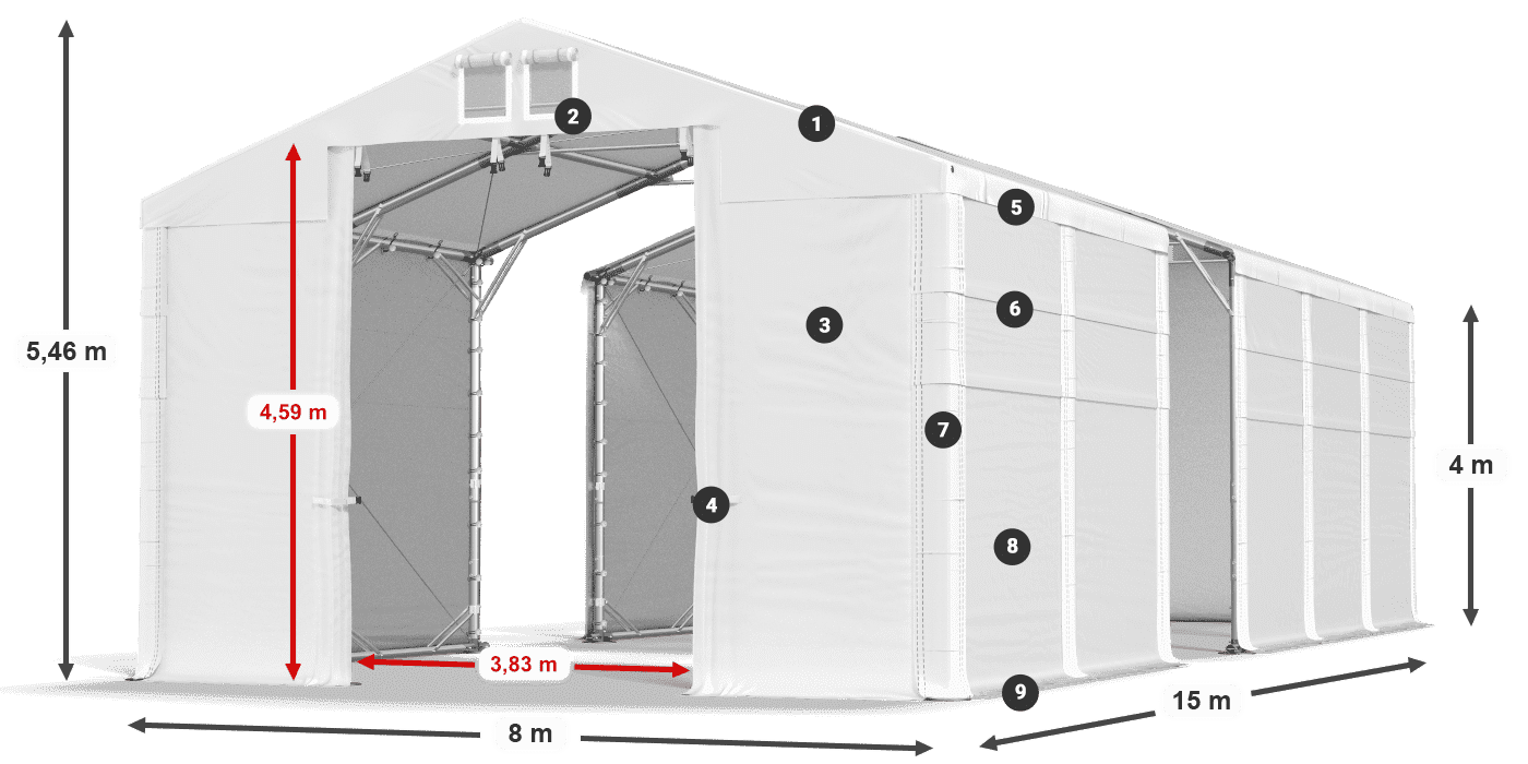 Krov: MS 580 PVC Zidovi: SD 500 PVC Legenda od 4 m