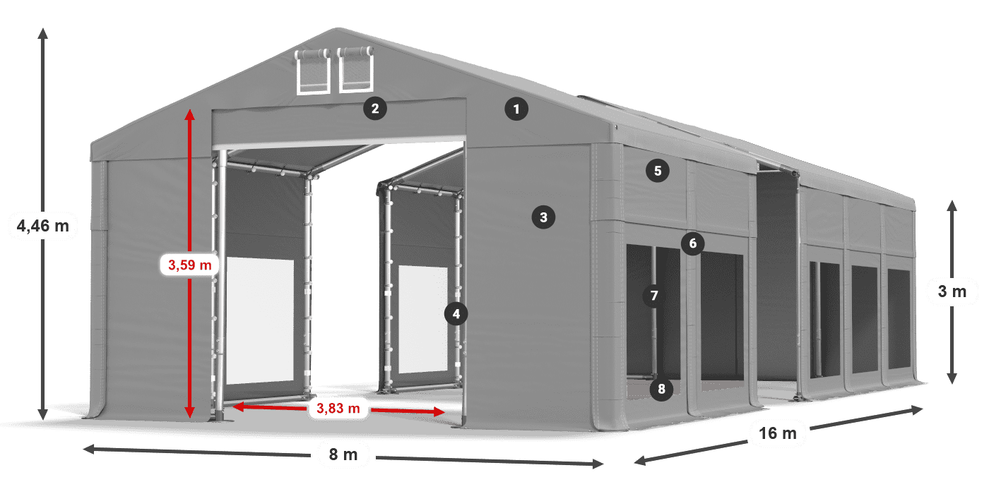 Krov: MS 580 PVC Zidovi: MS 580 PVC Legenda od 3 m