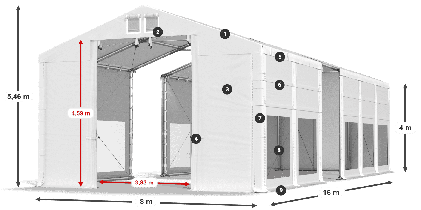 Krov: MS 580 PVC Zidovi: MS 580 PVC Legenda od 4 m