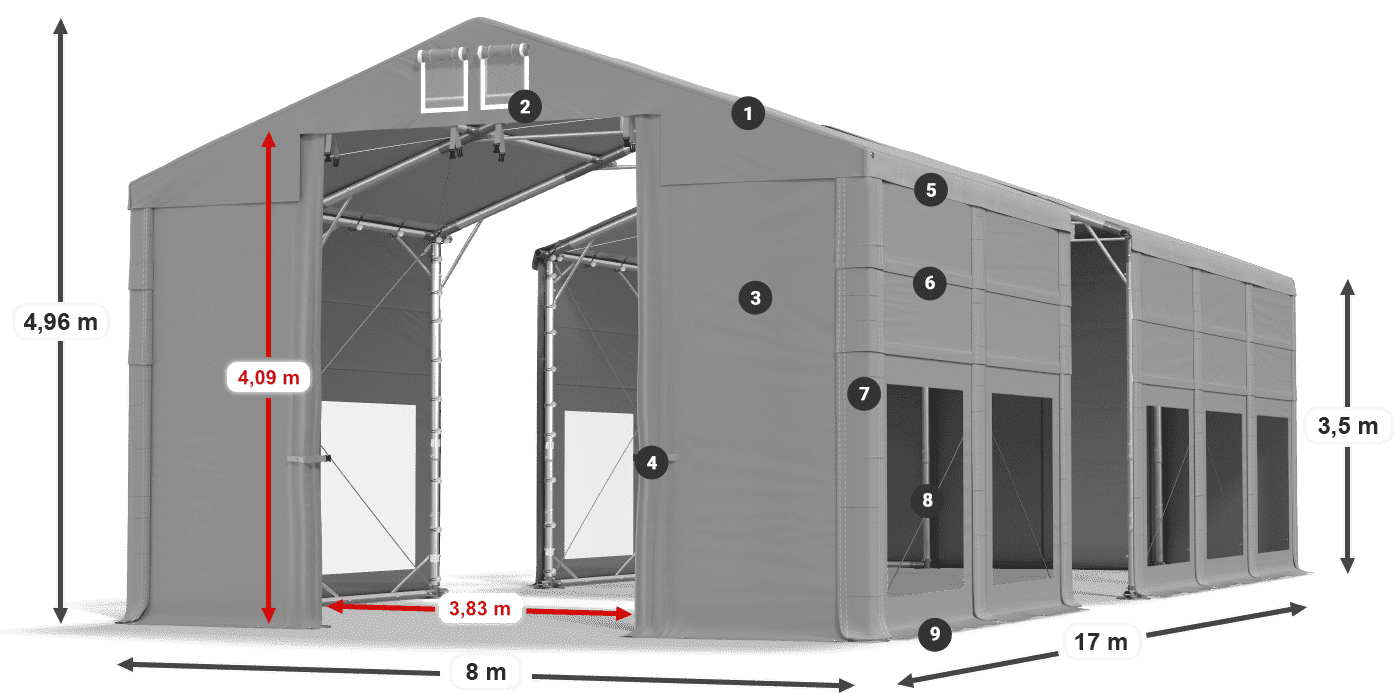 Krov: MS 580 PVC Zidovi: MS 580 PVC 3,5 m legenda