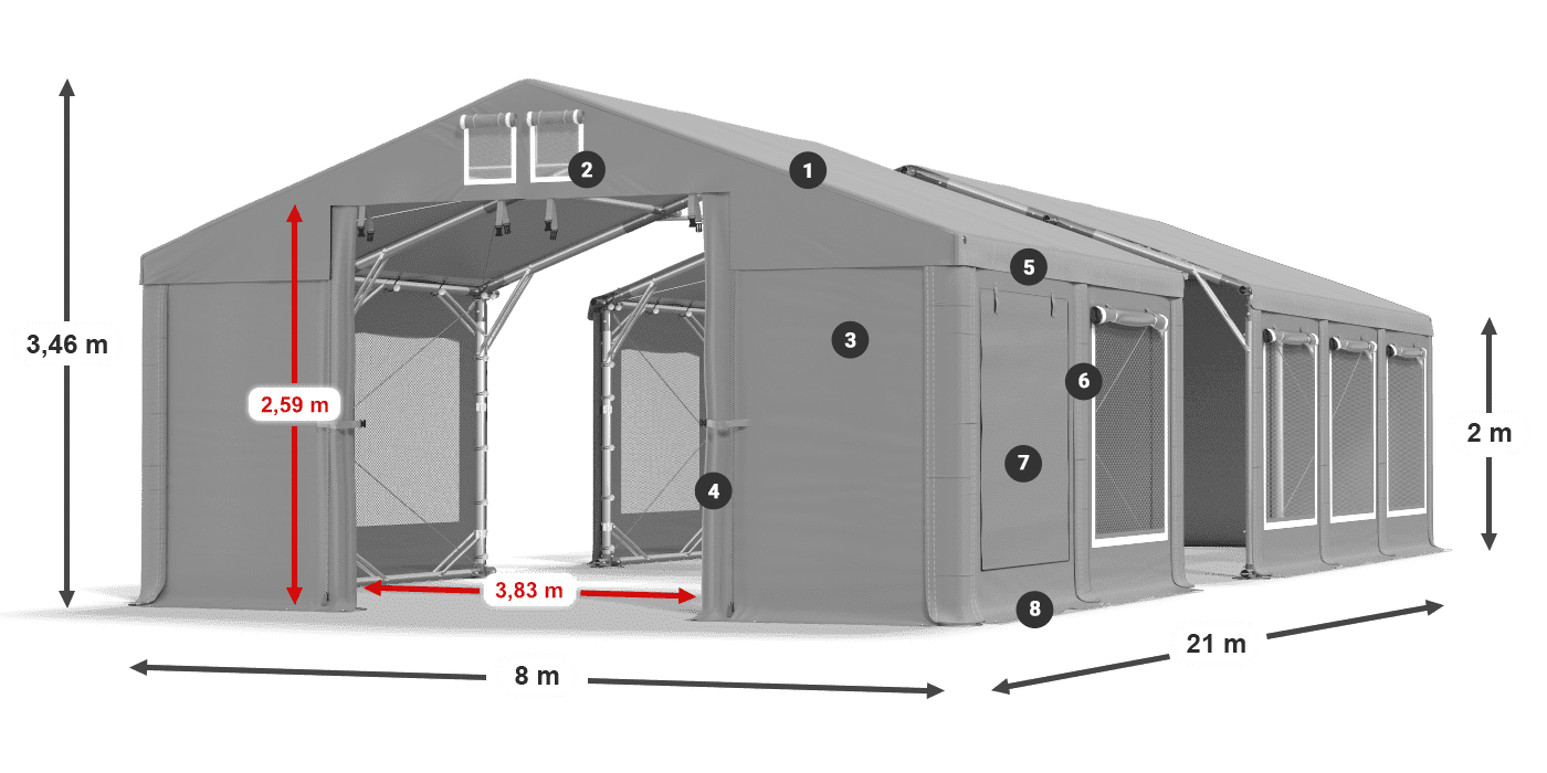 Krov: MS 580 PVC Zidovi: SD M 500 PVC Legenda od 2 m