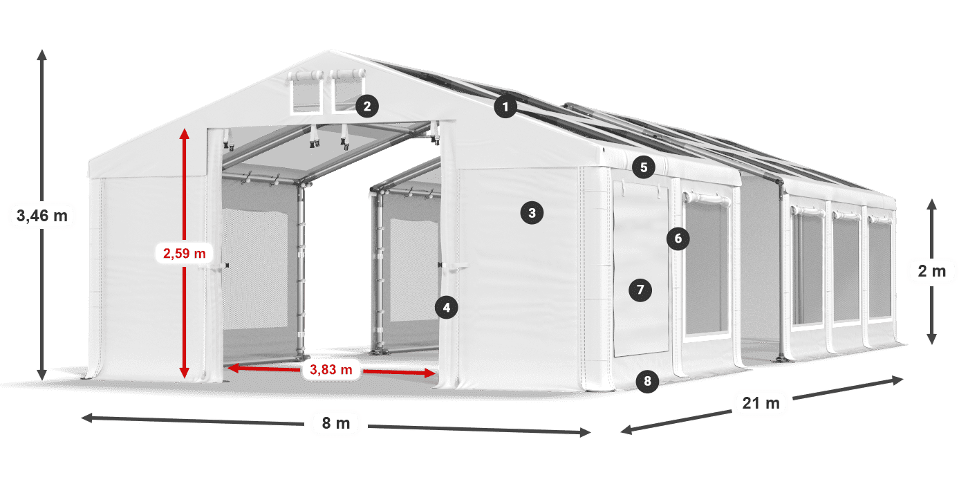 Krov: MS T 580 PVC Zidovi: SDM 500 PVC 2m legenda