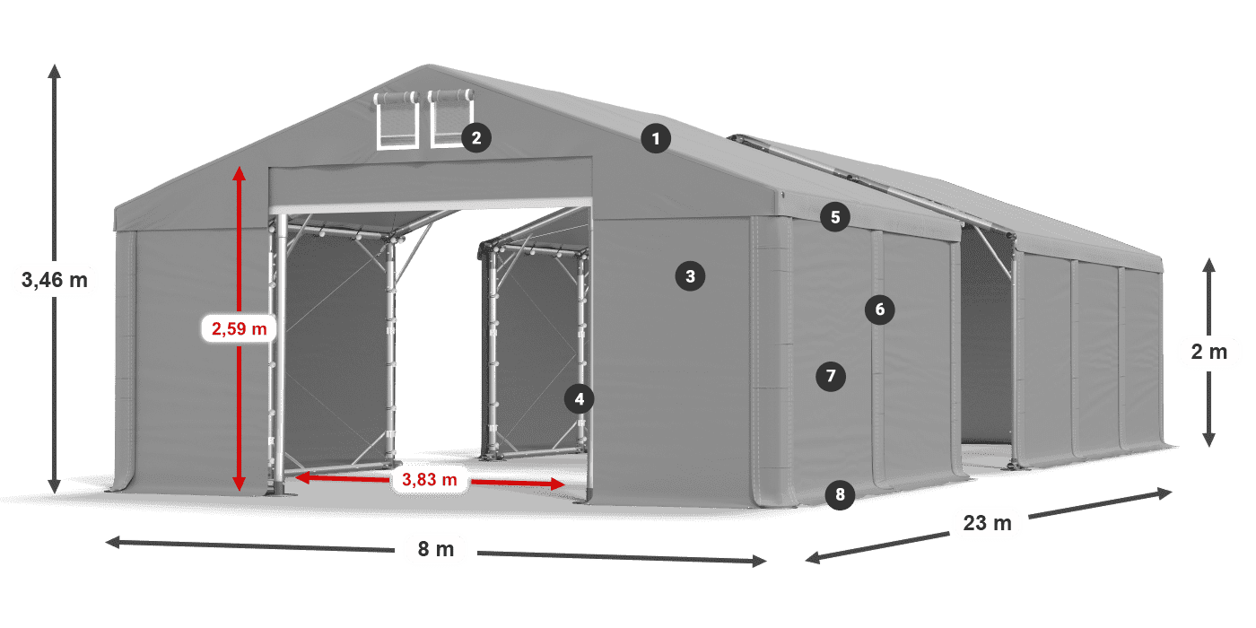 Krov: FR 620 PVC Zidovi: SD 580 PVC Legenda od 2 m