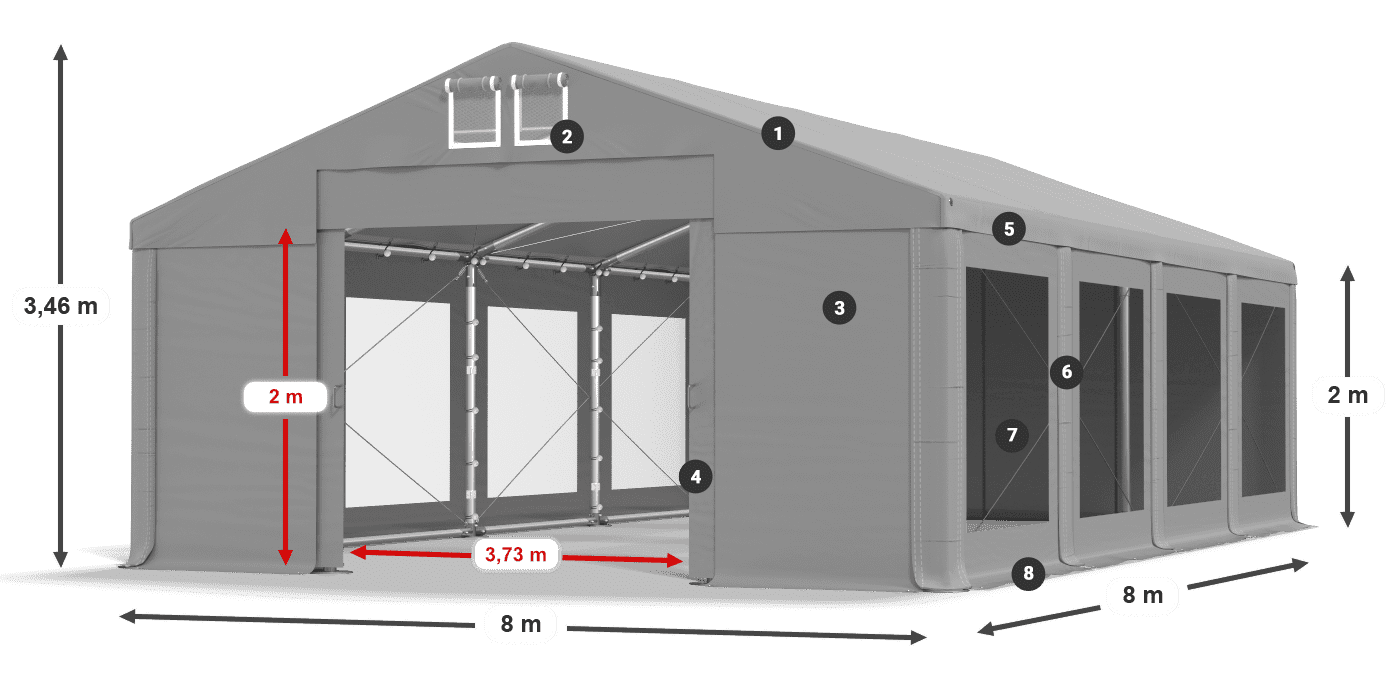 Krov: FR 620 PVC Zidovi: MS 580 PVC Legenda od 2 m