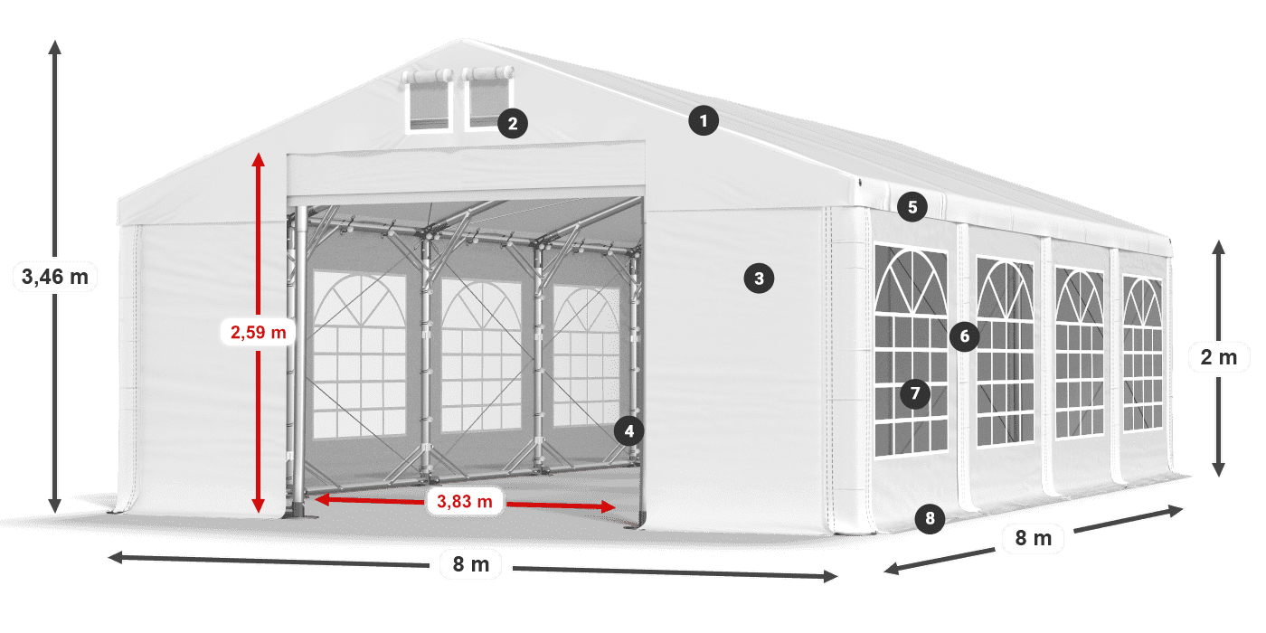 Krov: MS 580 PVC Zidovi: FR 620 PVC Legenda od 2 m