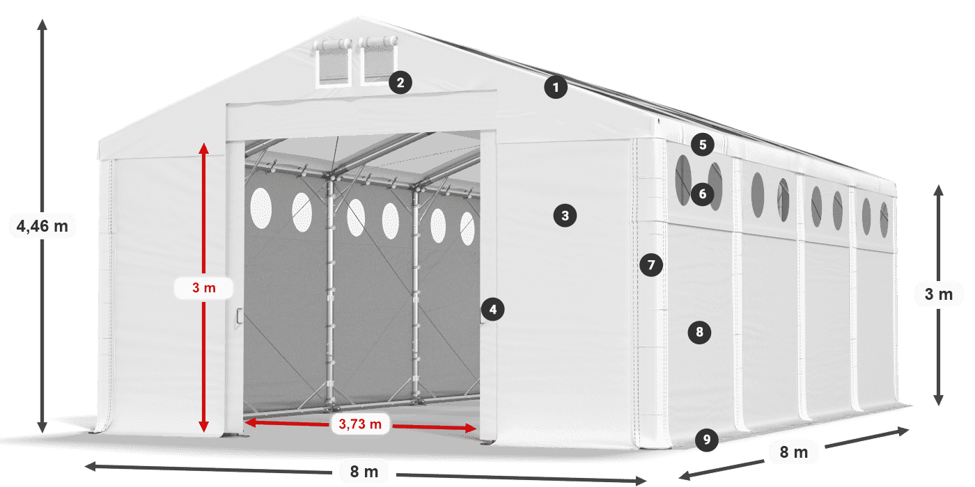 Krov: MS T 580 PVC Zidovi: SD O 500 PVC Legenda od 3 m